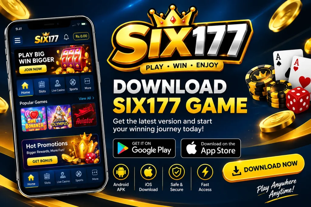 Six177 Game APK download page showing the latest Android version and download option.