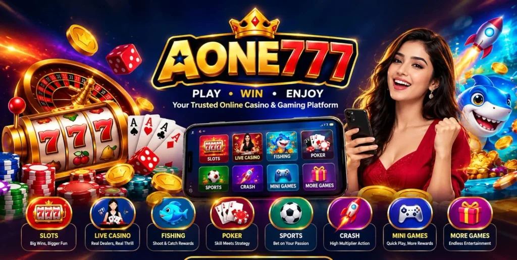 AONE777 Game available games including slots poker fishing sports and mini games
