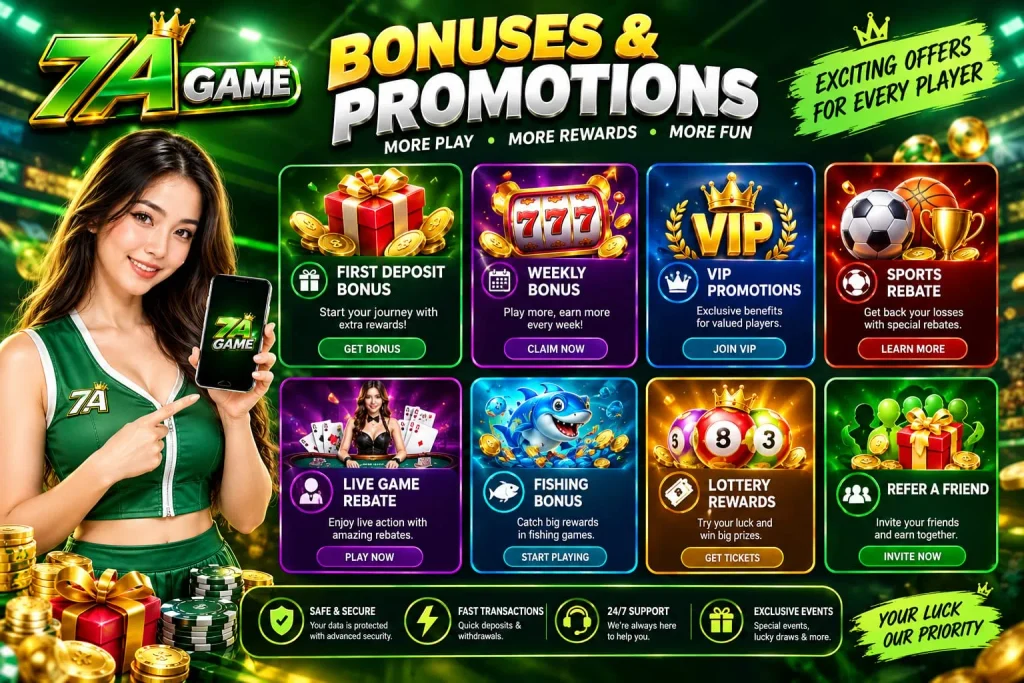 7A Game offers page showing promotional campaigns and applicable reward terms.